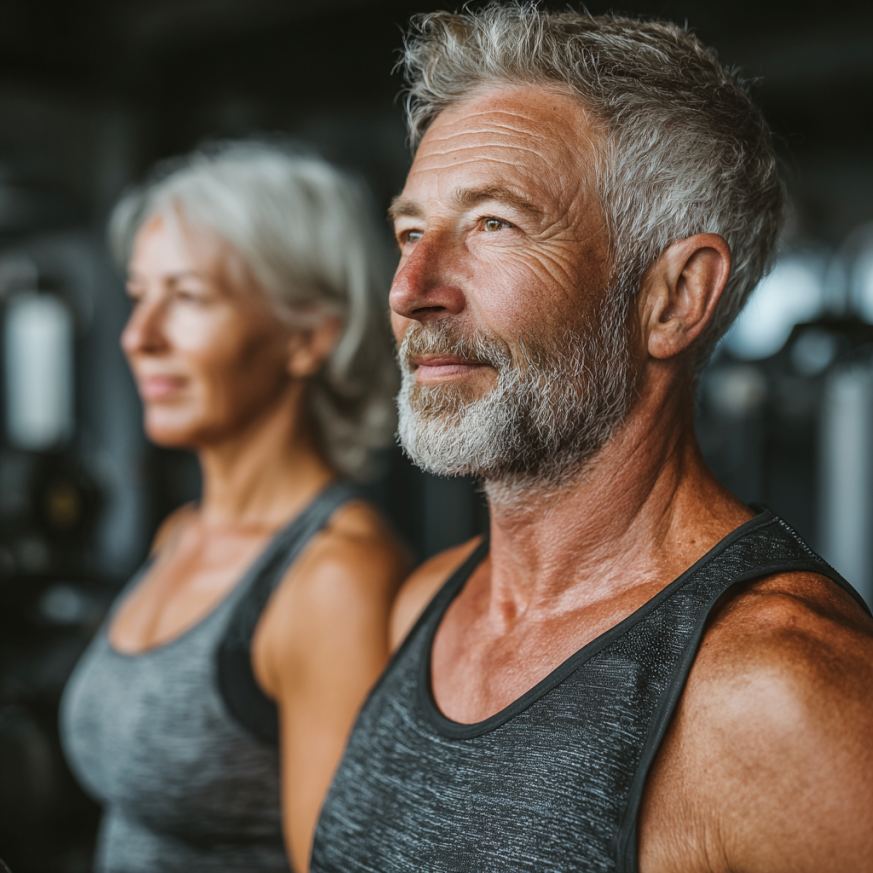 Skupina seniorov cvičí vonku